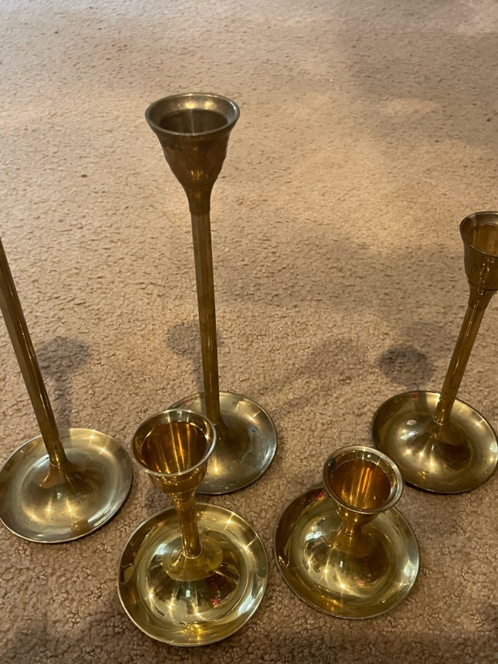 Brass Candlestick Set - Polished Gold Finish 2 inch to 8 3/4 inch made in India
